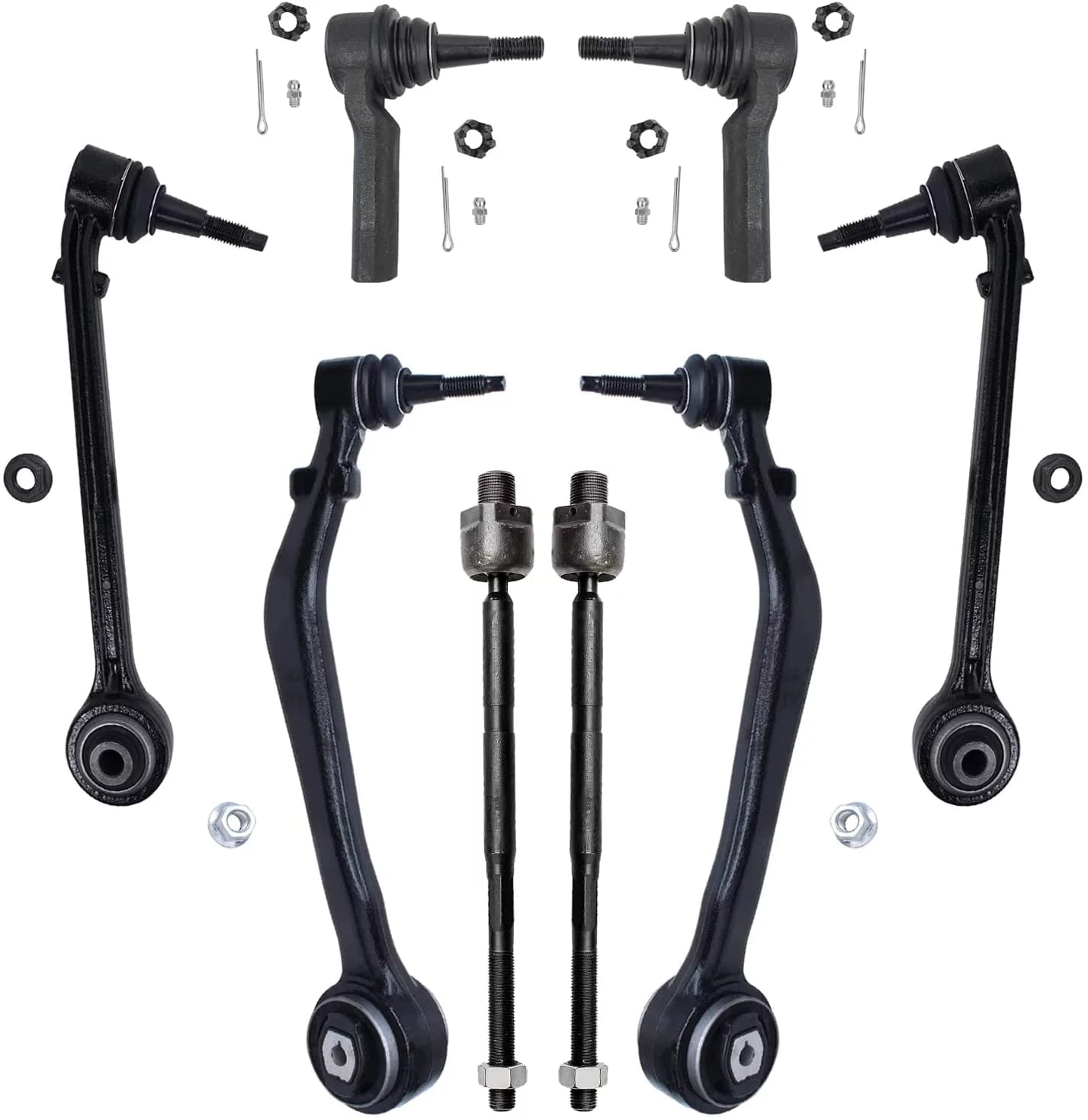 Detroit Axle - Front Lower Control Arms with Ball Joints Inner Outer Tie Rods Replacement for 2010-2015 Chevy Camaro