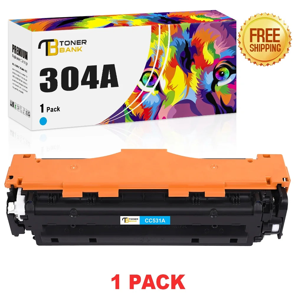 Toner Bank 1-Pack Compatible 304A Toner Cartridge Replacement for HP 304A CC531A Color LaserJet CP2025 CP2025N CP2025DN (Cyan)