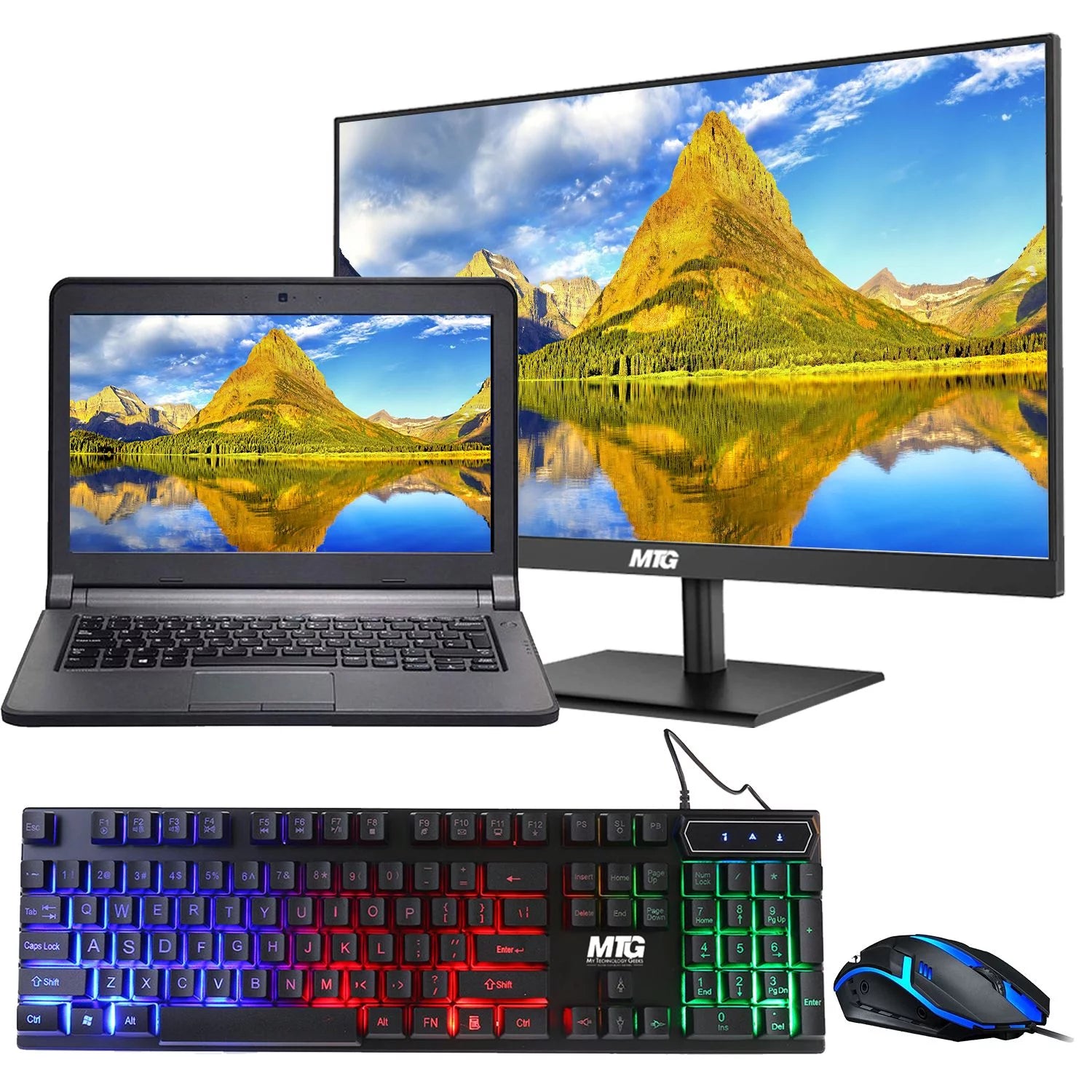 Restored 13.3 Inch Laptop HD Screen, Core i3 5th Gen Processor, 8GB DDR3 RAM, 480GB SSD, MTG New 24 Inch Monitor, HDMI, Inbuilt Webcam, HDMI, Wi-Fi, Bluetooth, Windows 10 Pro (Renewed)