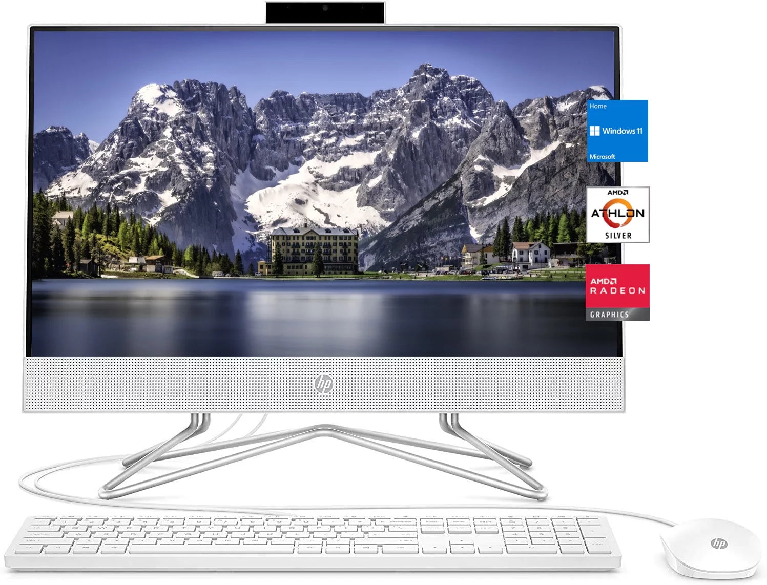 Newest HP All-in-One Desktop, 21.5 FHD Display, AMD Athlon 3050U, 8GB DDR4 RAM, 256GB PCIe SSD, Wi-Fi, HDMI, Webcam, RJ-45, Wired KB&Mouse, Windows 11 Home