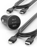 Galvanox Phone Car Charger, Dual 18W Fast Charging Ports (36W) PD Multi Adapter with 2 USB C to Lightning Cables