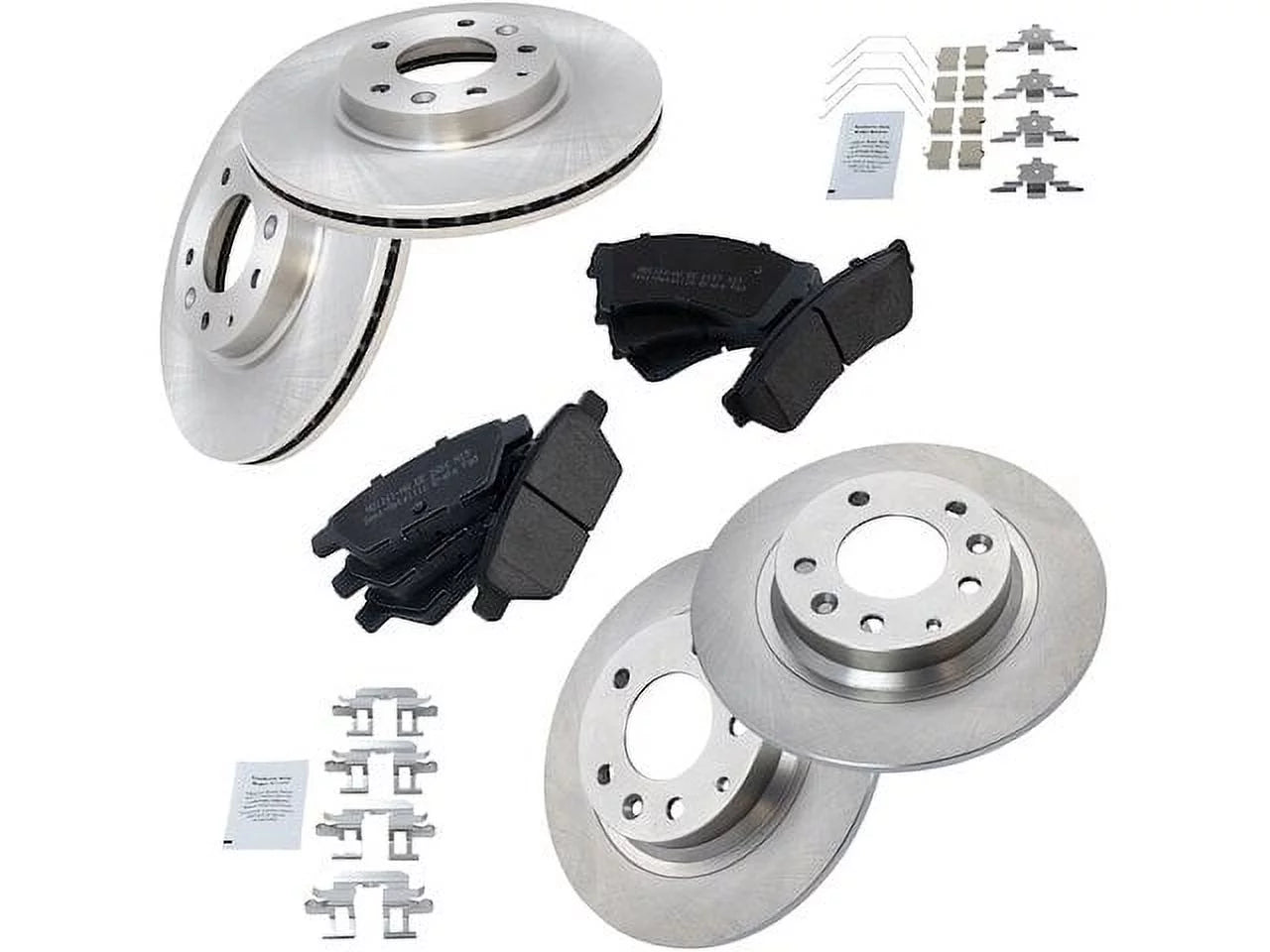 Front and Rear Semi-Metallic Brake Pad and Rotor Kit - Compatible with 2006 - 2012 Ford Fusion 2007 2008 2009 2010 2011