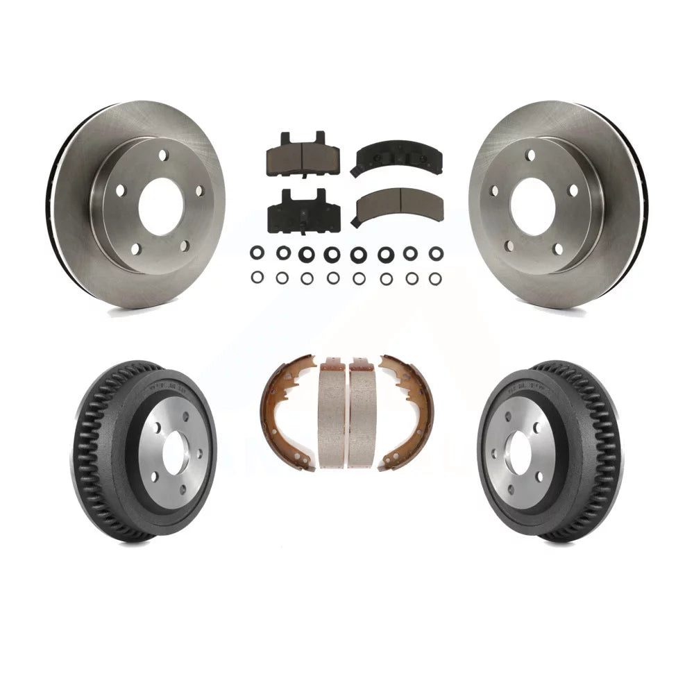 Transit Auto - Front Rear Disc Brake Rotors Ceramic Pads And Drum Kit For 1994-1999 Dodge Ram 1500 4WD K8C-102488