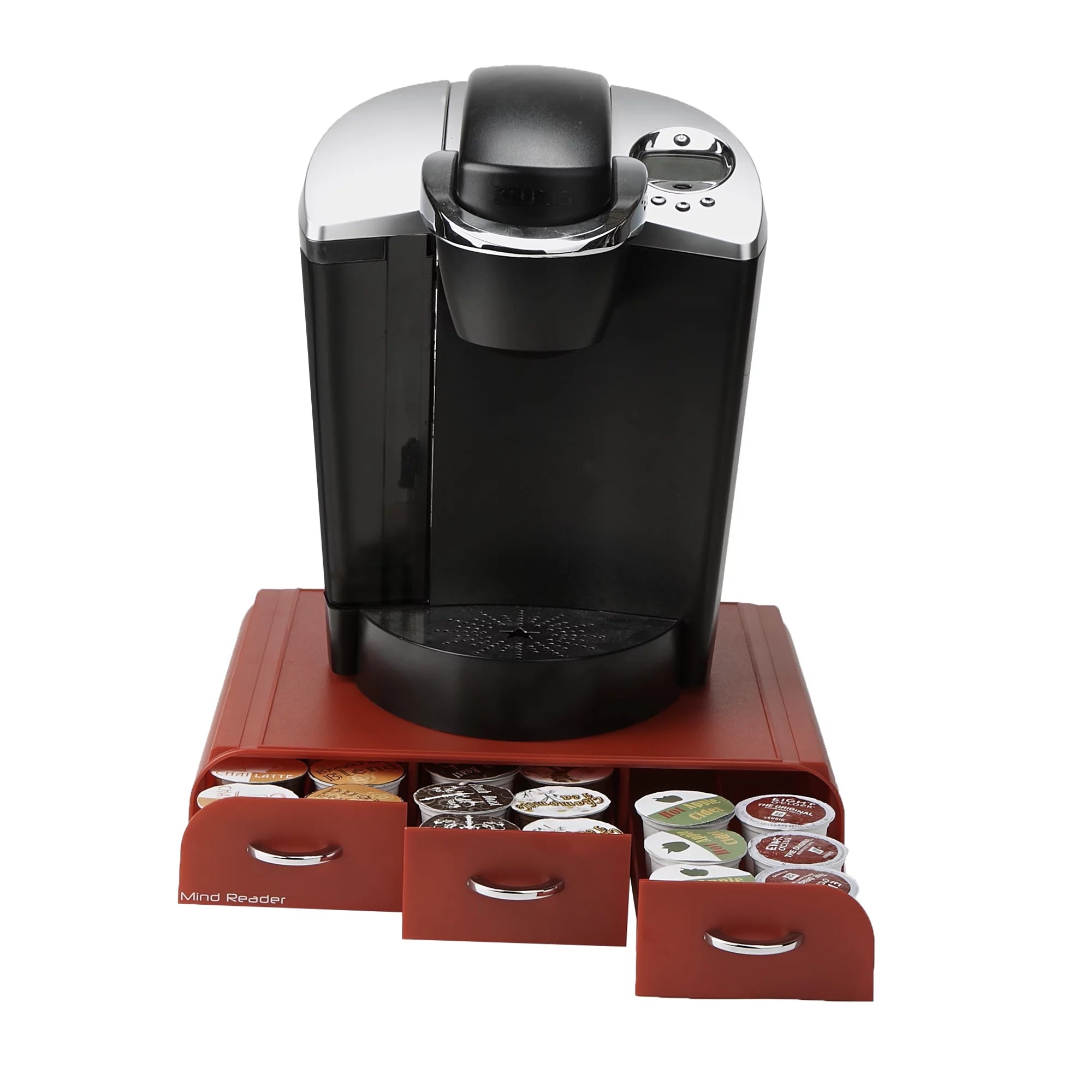 Mind Reader 36 Capacity K-Cup, Dolce Gusto, CBTL, Verismo, Single Serve Coffee Pod Holder Drawer, Red