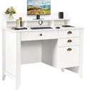 4 EVER WINNER 47.5 in Computer Desk with 4 Drawers, White Desk with Hutch, Home Office Student Desk for Small Space, White