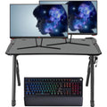 Deco Gear Dual 25 Gaming Monitors, 1080P FHD, IPS Adaptive Sync Panel, 144Hz, 1ms, 99% sRGB Bundle with 47 LED Gaming Desk and Cherry MX Red Mechanical Keyboard