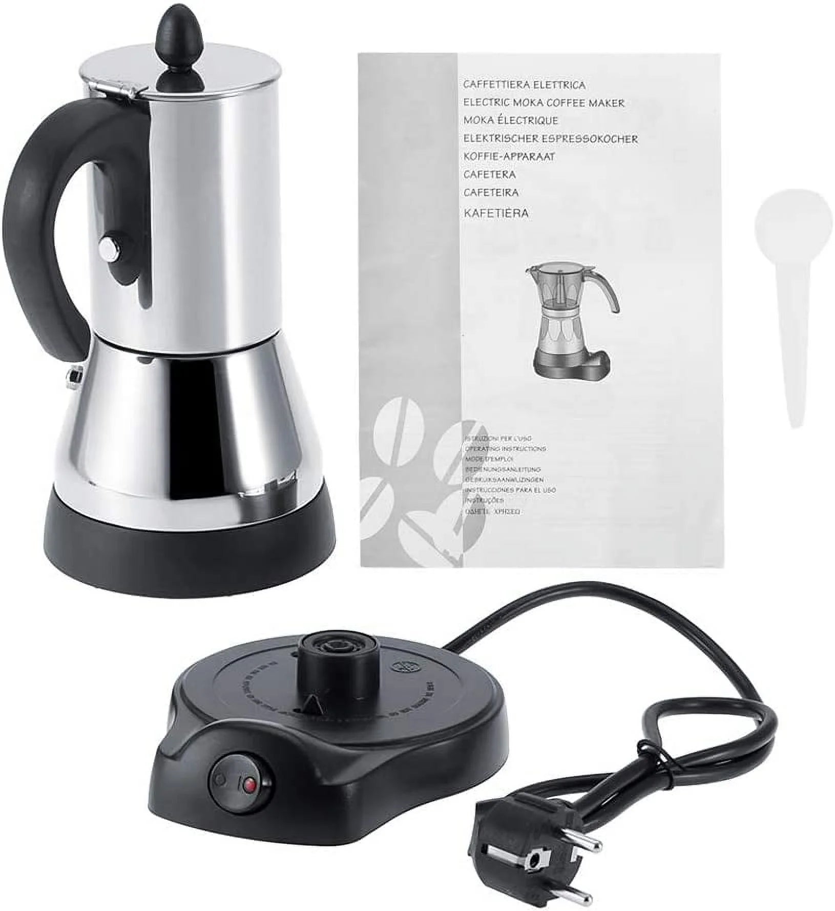 YINCHEN Italian Coffee Maker, Electric Coffee Maker 300Ml Coffee Mocha Pot Stainless Steel Coffee Brewer Kettle Pot for Home Office Restaurant Use