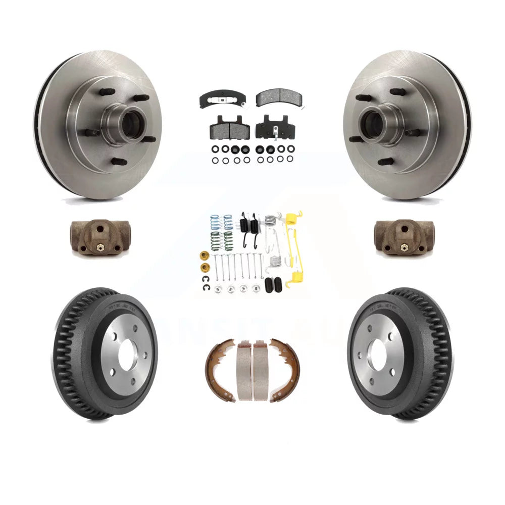 Transit Auto - Front Rear Disc Brake Rotors Semi-Metallic Pads And Drum Kit (9Pc) For 1994-1999 Dodge Ram 1500 RWD K8S-103186