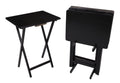 Mainstays Indoor Folding Table Set of 4 in Black  L19 x W15 x H26 inches.  4 Tables+1 Rack Stand.