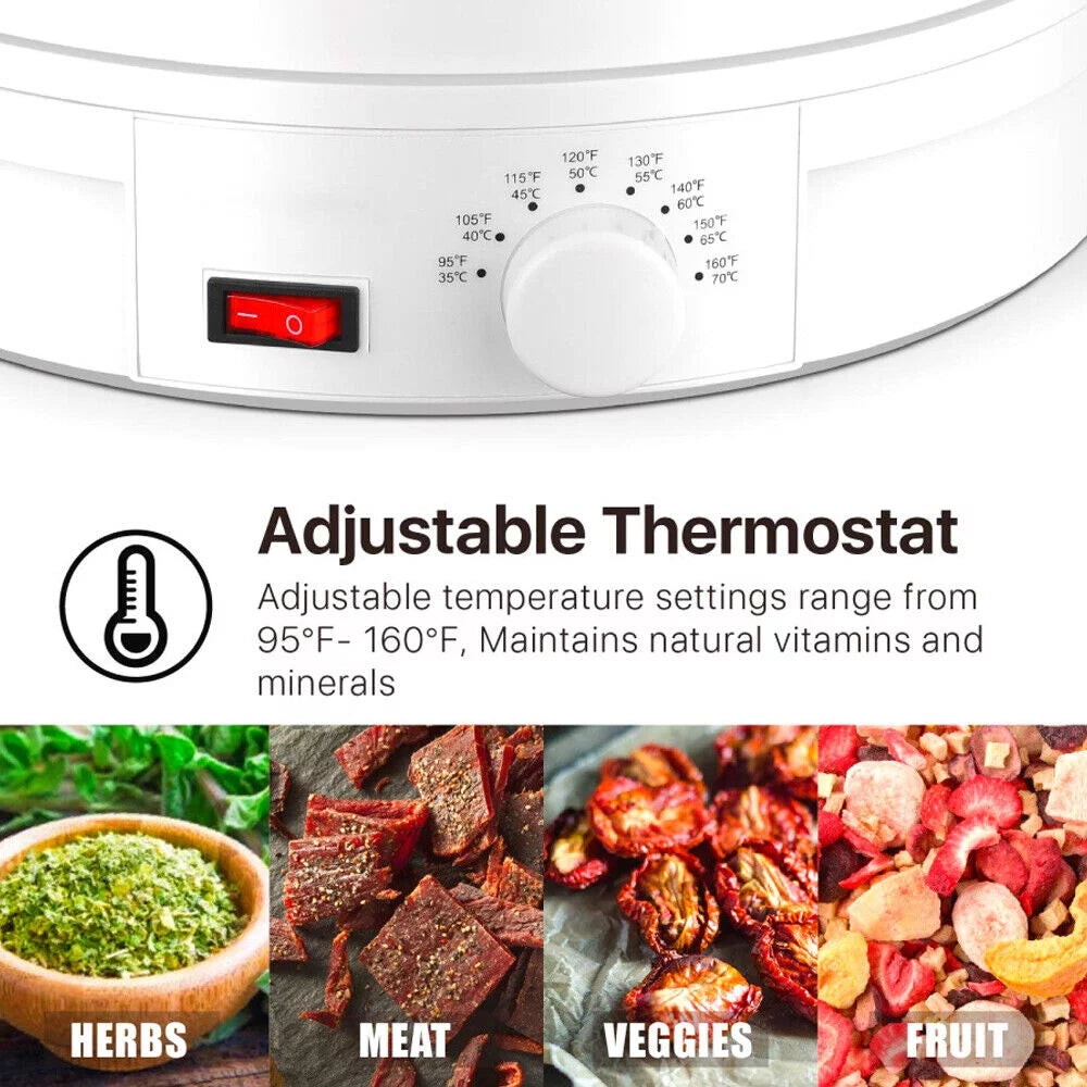 JahyShow NEW 5-Tray Food Dehydrator Machine: Adjustable Portable Countertop Fruit Drying Unit