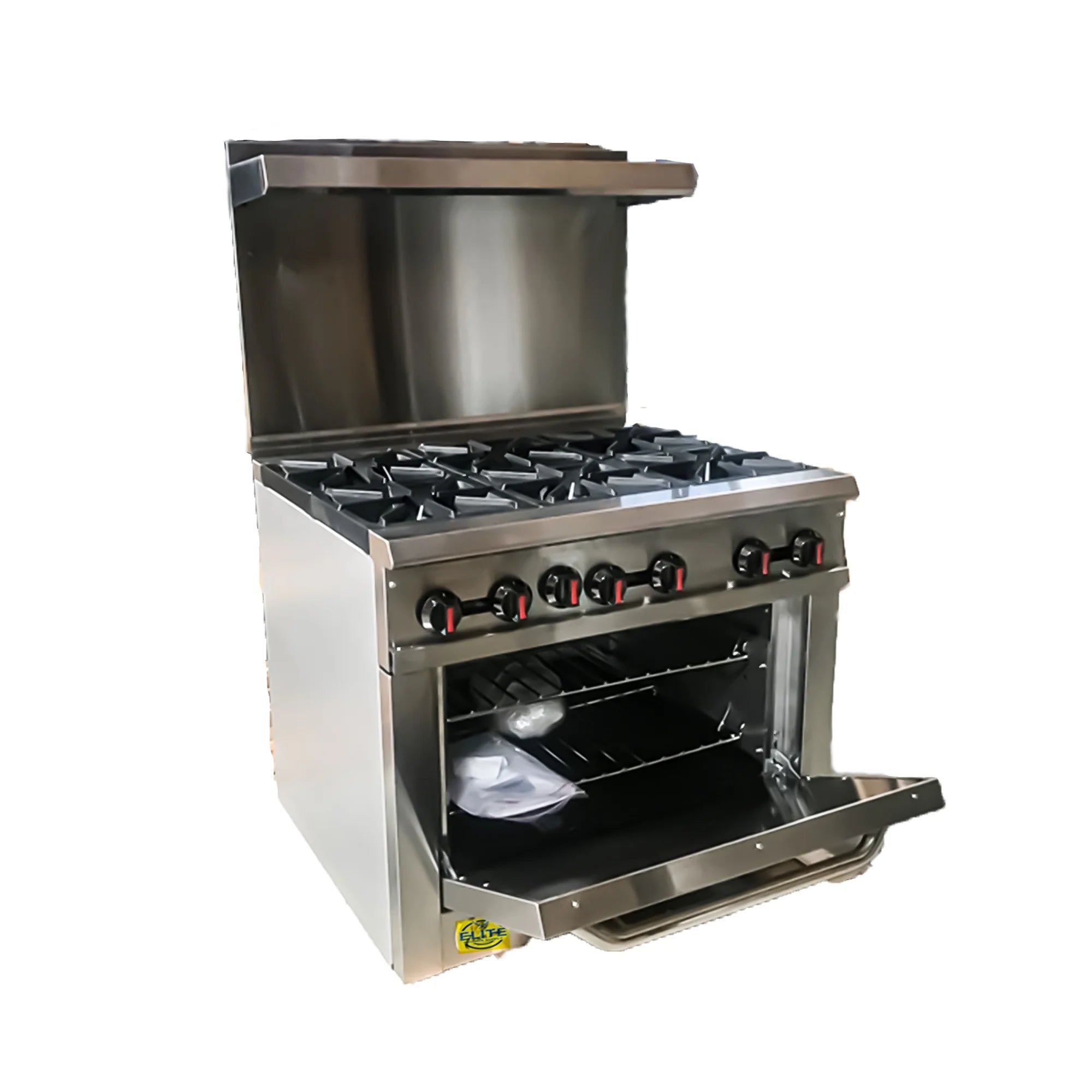 36 in. Six Burner Commercial Stainless Steel Oven Ranges 211000 BTU