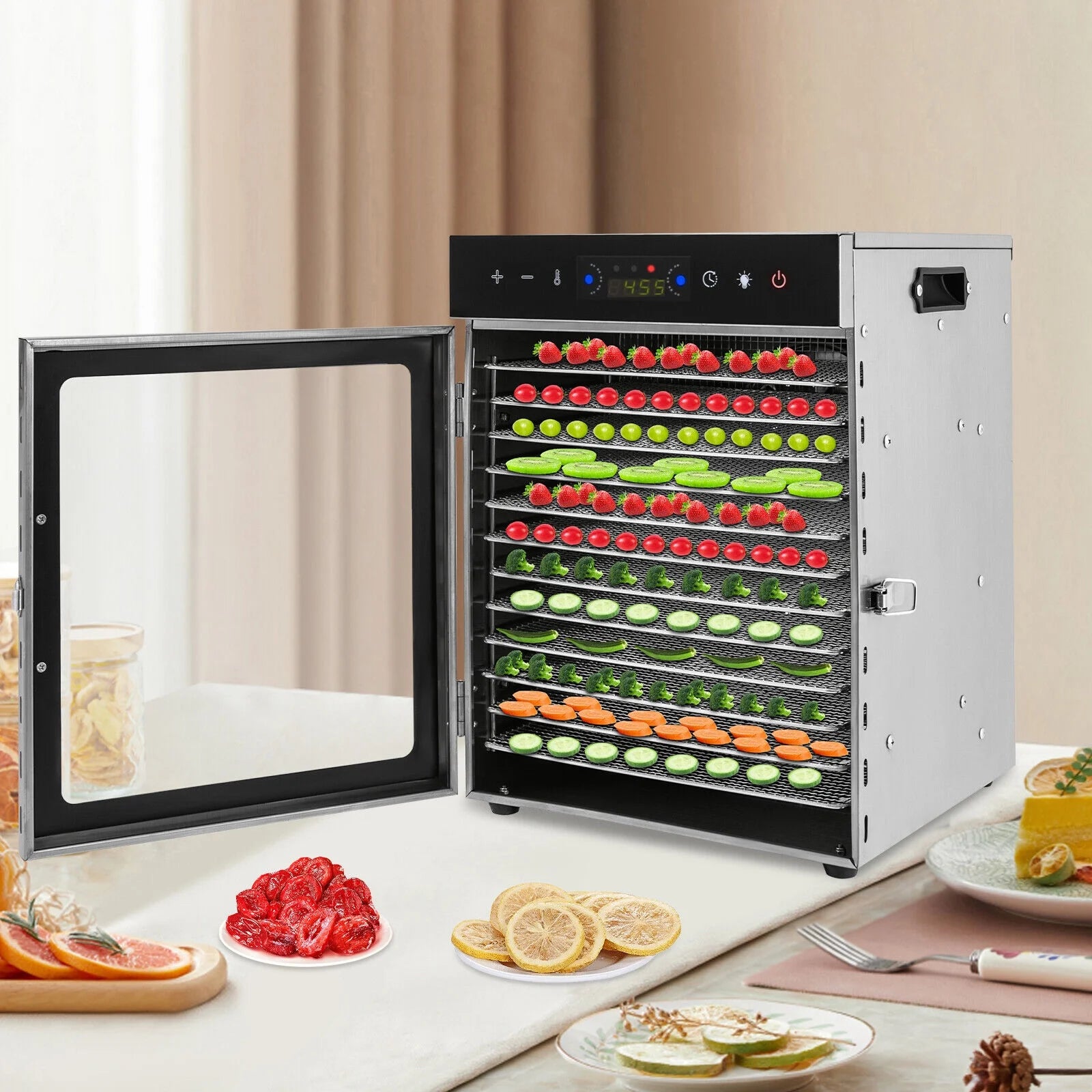 12 Trays Food Dehydrator Machine 650W 110V Jerky Fruit Drying,Stainless Steel Fruit Dryer, Food Dehydrator, Fruit Dryer Machine