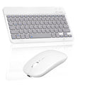 Rechargeable Bluetooth Keyboard and Mouse Combo Ultra Slim Full-Size Keyboard and Ergonomic Mouse for Infinix Zero X and All Bluetooth Enabled Mac/Tablet/iPad/PC/Laptop - Stone Grey with Purple Mouse