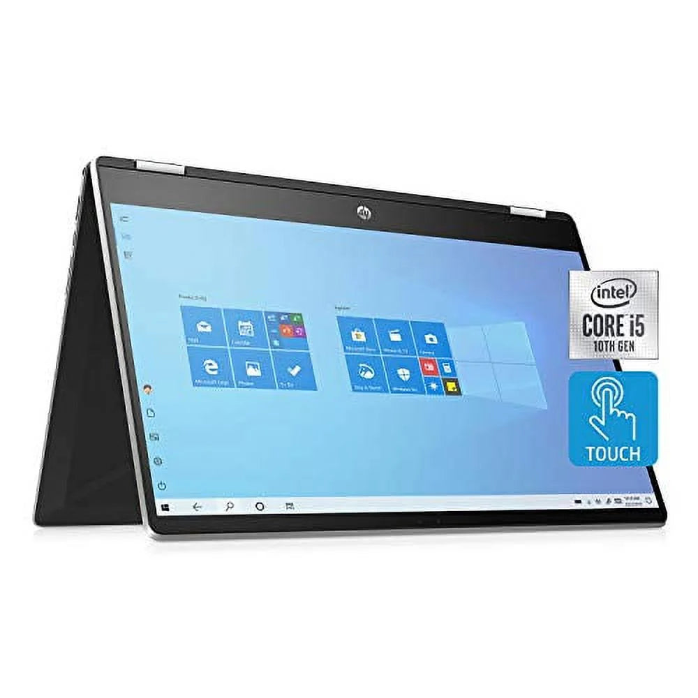 HP - Pavilion x360 15.6 HD - 10th Gen Intel Core i5-10210U - Touch-Screen - Camera - Natural Silver, Bundle with Woov Accessories - Windows 10 Home (8GB | 256GB PCIE SSD)