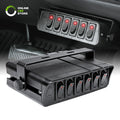 6-Gang 12V Rocker Switch Box [40 Amp Max.] [12 AWG Wires][12 Volt DC] SPST On/Off Rocker Toggle Switch Panel Box for Auto Automotive Lights Car Marine Boat Truck Vehicles & More