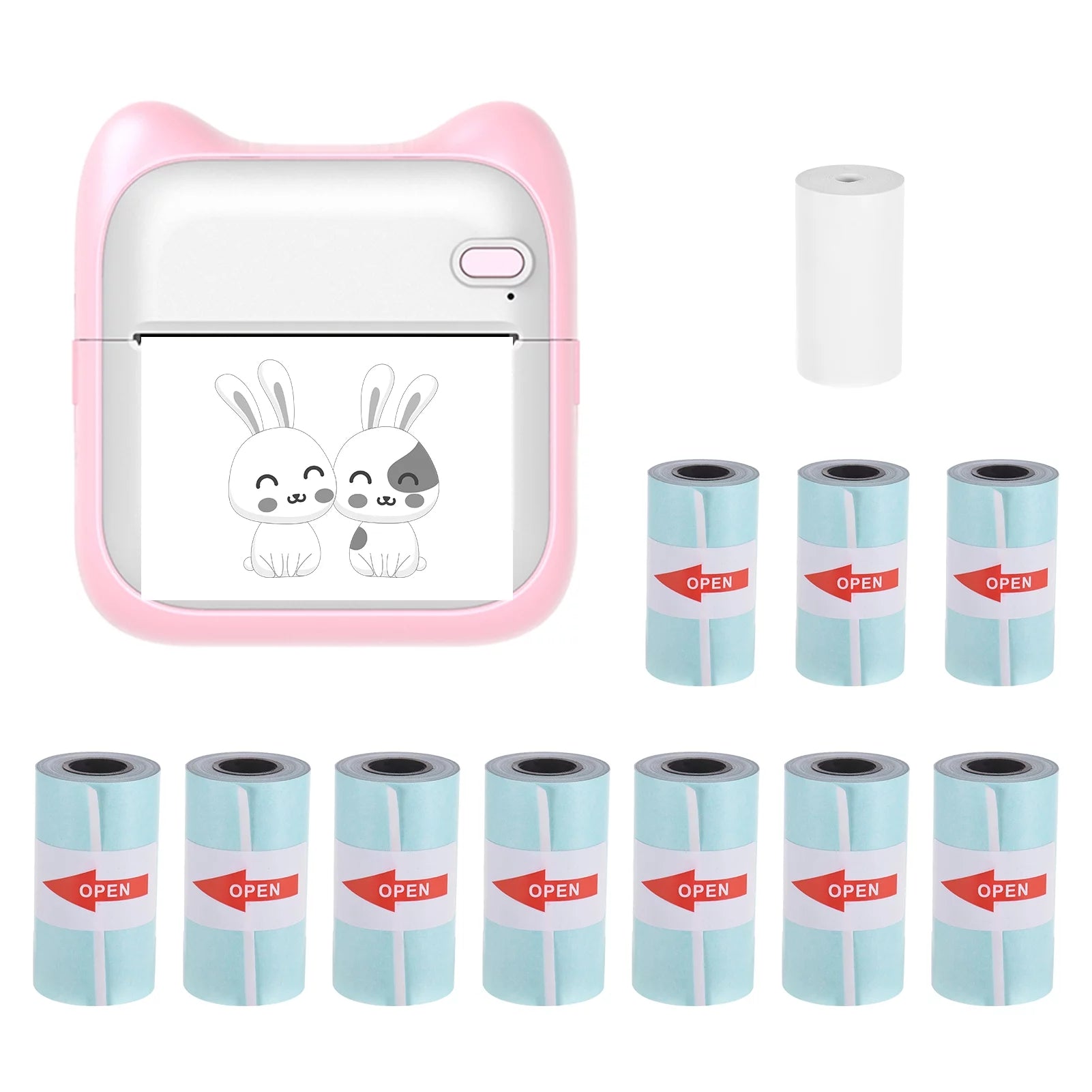 Suzicca Mini Pocket Photo Printer Portable Thermal Printing Machine 203dpi Wireless BT Connection for Picture Lable DIY Handcraft List Meno Notes Journal Receipt Paper Instant Printer Sticker with 1