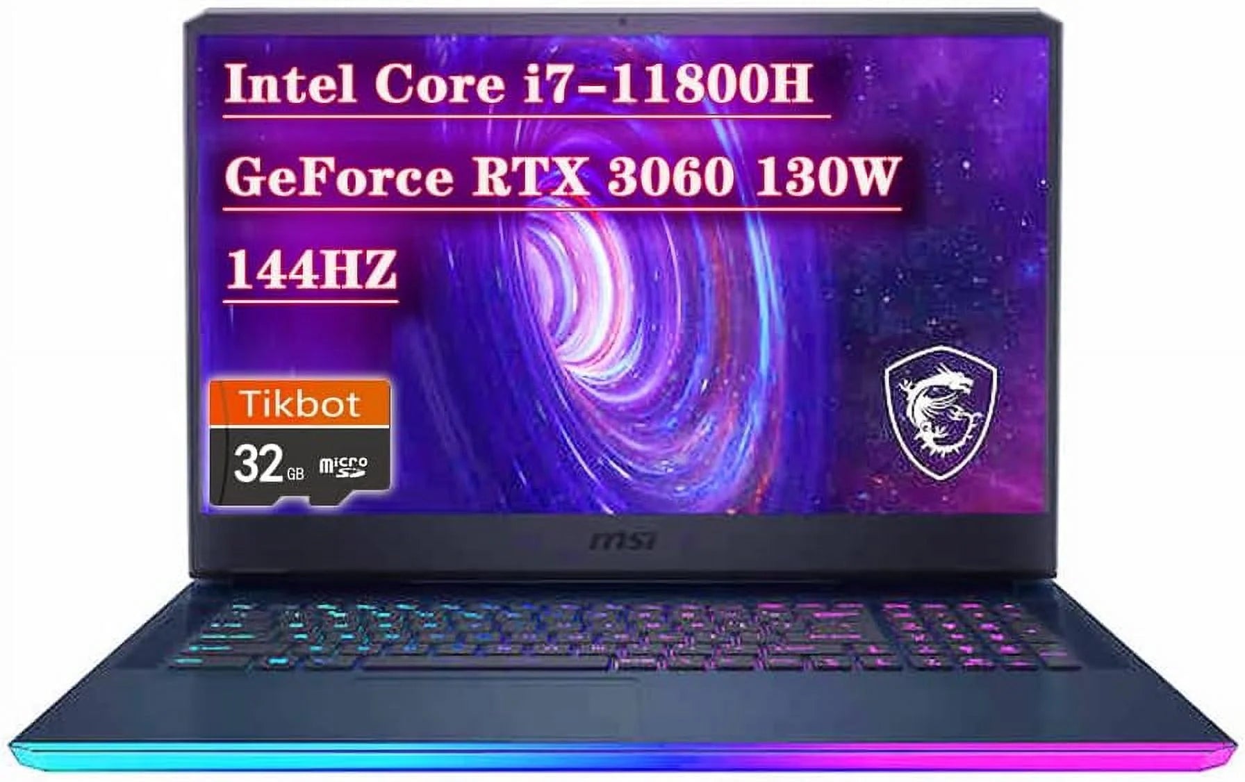MSI GE76 Raider Gaming Laptop, Intel Core i7-11800H, GeForce RTX 3060, 17.3 FHD 144HZ Laptop, 16GB RAM 512GB NVMe SSD, Wi-Fi6, Windows 10, with Hotface 32GB USB Card