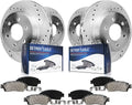 Detroit Axle - Brake Kit for 4WD 2004-2008 Ford F-150 Lincoln Mark LT Drilled and Slotted Brake Rotors Ceramic Brakes Pads Front and Rear Replacement : 12.99 inch Front and 13.70 inch Rear Rotors