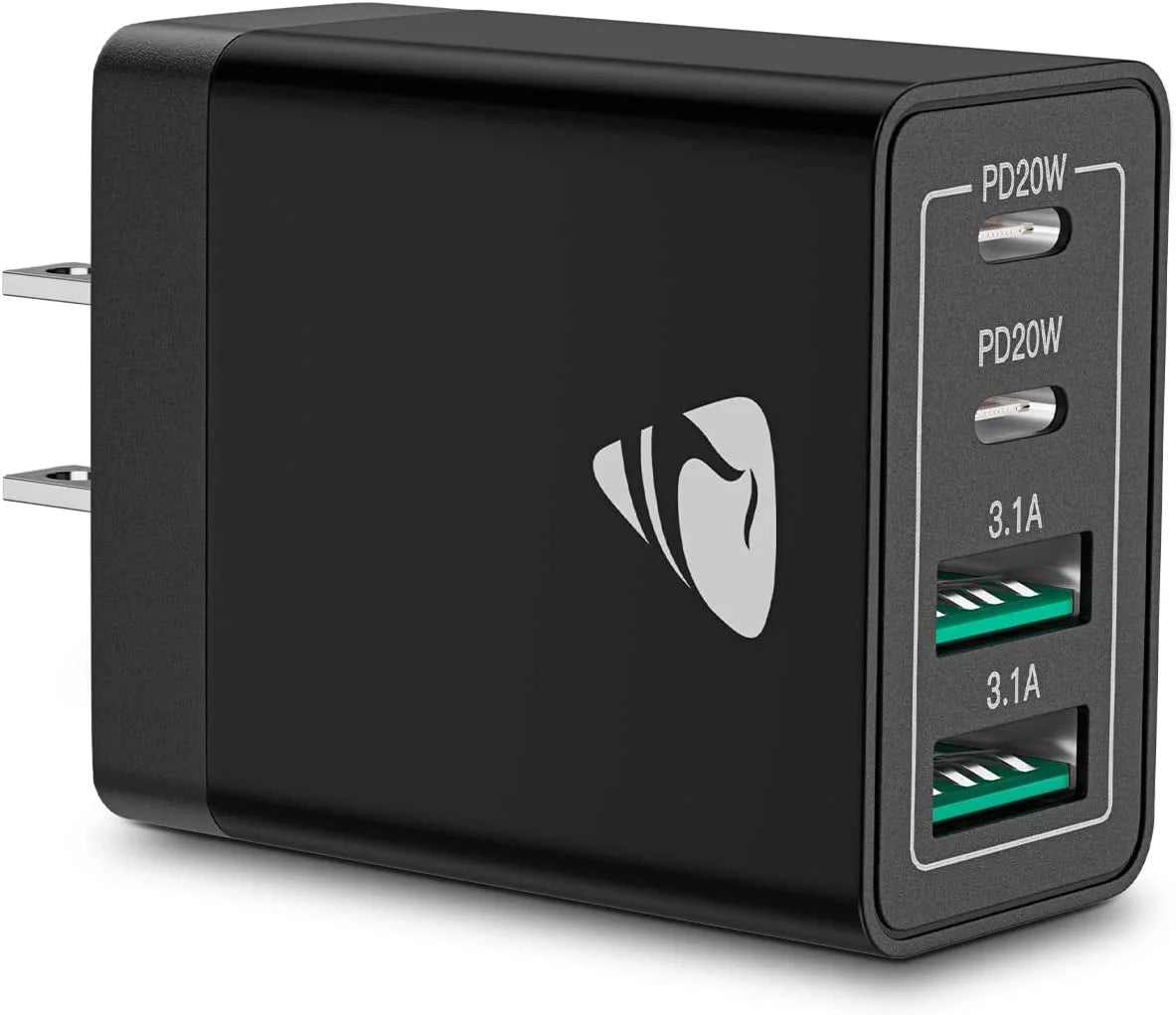 USB Wall Charger, 40W 4-Port Fast Charging USB C Charger+Quick Charge 3.0 Wall Plug Multiport Charger
