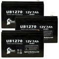 3x Pack - Compatible ADI 5140XM Battery - Replacement UB1270 Universal Sealed Lead Acid Battery (12V, 7Ah, 7000mAh, F1 Terminal, AGM, SLA) - Includes 6 F1 to F2 Terminal Adapters