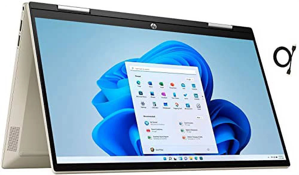 Newest HP Pavilion x360 14 FHD IPS Touchscreen Premium 2-in-1 Laptop, 11th Gen Intel Quad Core i5-1155G7 Upto 4.5GHz, 8GB RAM, 512GB PCIe SSD, Backlit KB, Fingerprint, Windows 11 Home + HDMI Cable