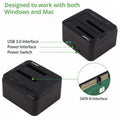 Huzzatek SY-ENC50121 Dual Bay USB 3.0 Docking Station for 2.5-3.5 in. SATA HDD & SSD