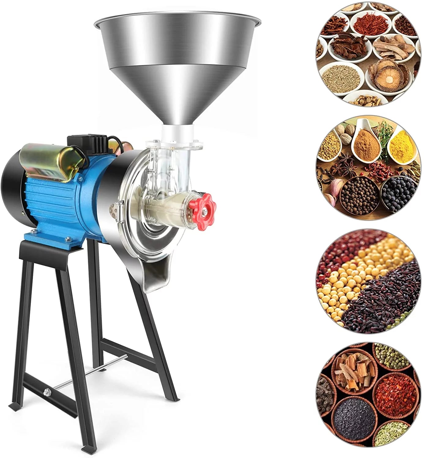 Molino De Maiz Electrico Maquina Para Moler Corn Wheat Grain Mill Grinder Electric Grinding Machine with Funnel for Flour Rice Feed Coffee Pellet in Powder 110V(Dry Food Grinder)