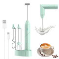 Handheld Milk Frother ,Rechargeable Milk Frother with Stand, Handheld Electric Foam Maker Waterproof Detachable Stainless Steel Whisk Drink Mixer Foamer for Lattes, Cappuccino