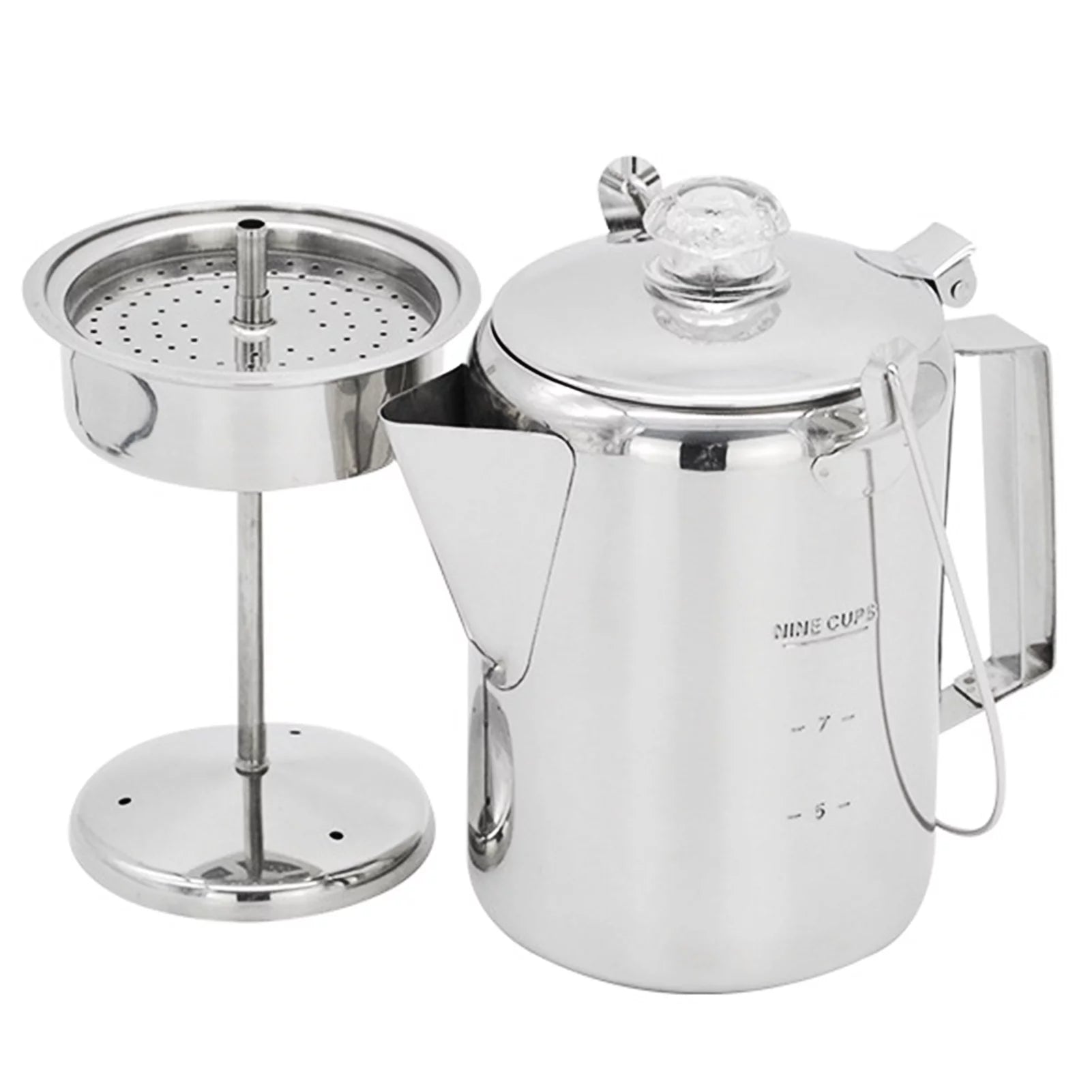 Uteam 1.2L Stainless Steel Coffee Pot Percolator 9 Cup Maker for Kitchen Camping Home