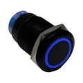 Race Sport Lighting Momentary Push Button Switch Fit 12V 19mm Momentary Function Pre-Wired Switch with BLUE LED RSMB19MMB