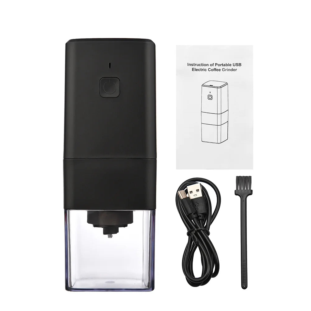 Portable Electric Burr Coffee Grinder with Adjustable Coarse Fine Grinding Removable Chamber for Home Travel Office Coffee Shop