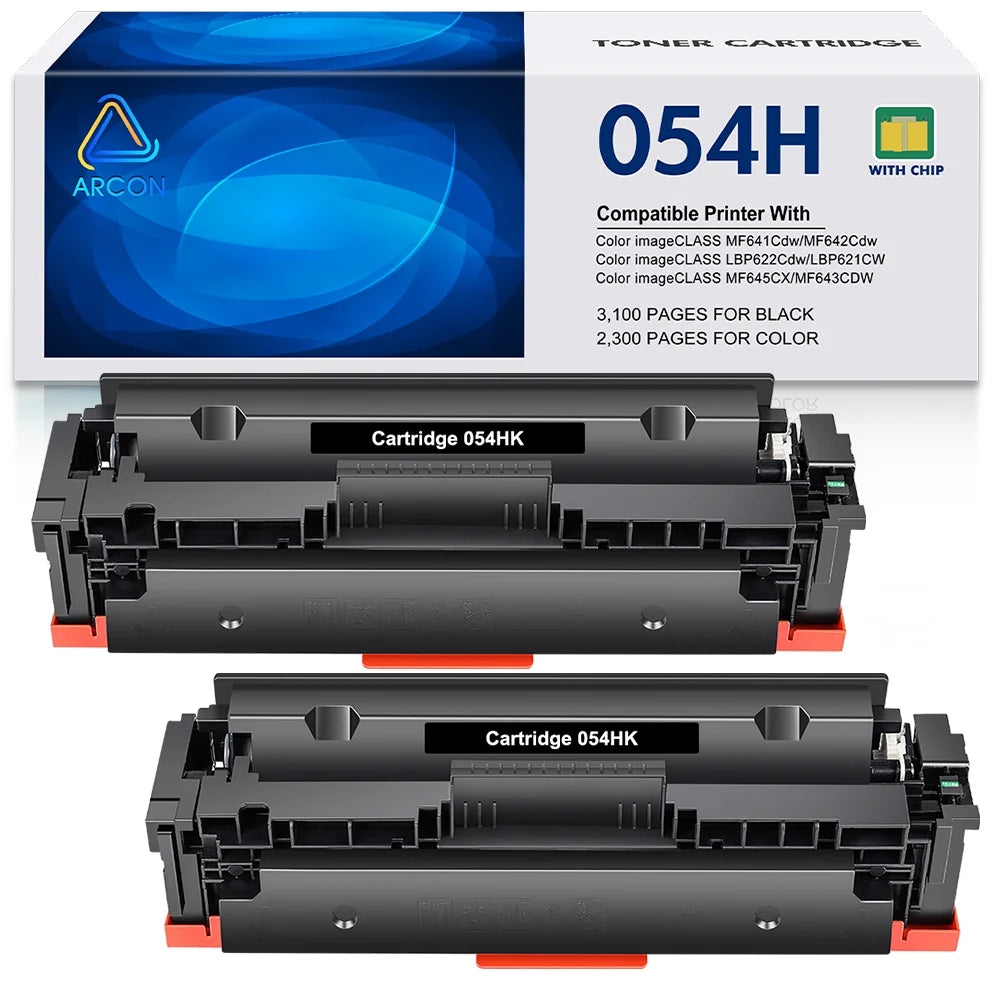 054H 054 CRG054H 2-Pack Compatible Toner for Canon Cartridge 054h 054 Color ImageCLASS MF644Cdw MF642Cdw MF641Cw LBP622Cdw MF640C Black