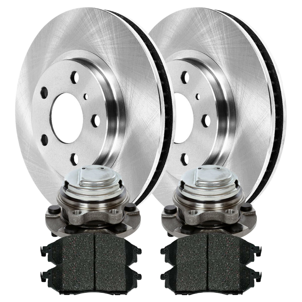 AutoShack Front Wheel Bearing Hub Assembly Brake Rotor Ceramic Pad Kit Driver and Passenger Side Replacement for INFINITI G37 G35 M37 EX35 QX70 G25 Q40 M45 QX50 M56 M35h Q70L Nissan 370Z RWD RHBBK0285