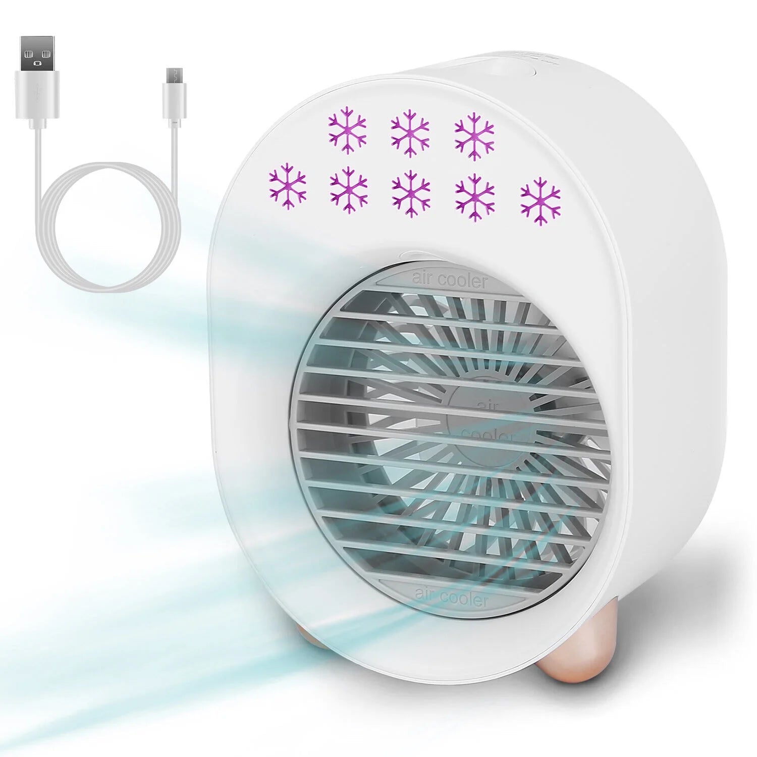 Portable Mini Fan Desktop Air Conditioner Water Mist Cool Humidifier Fan 4 In 1
