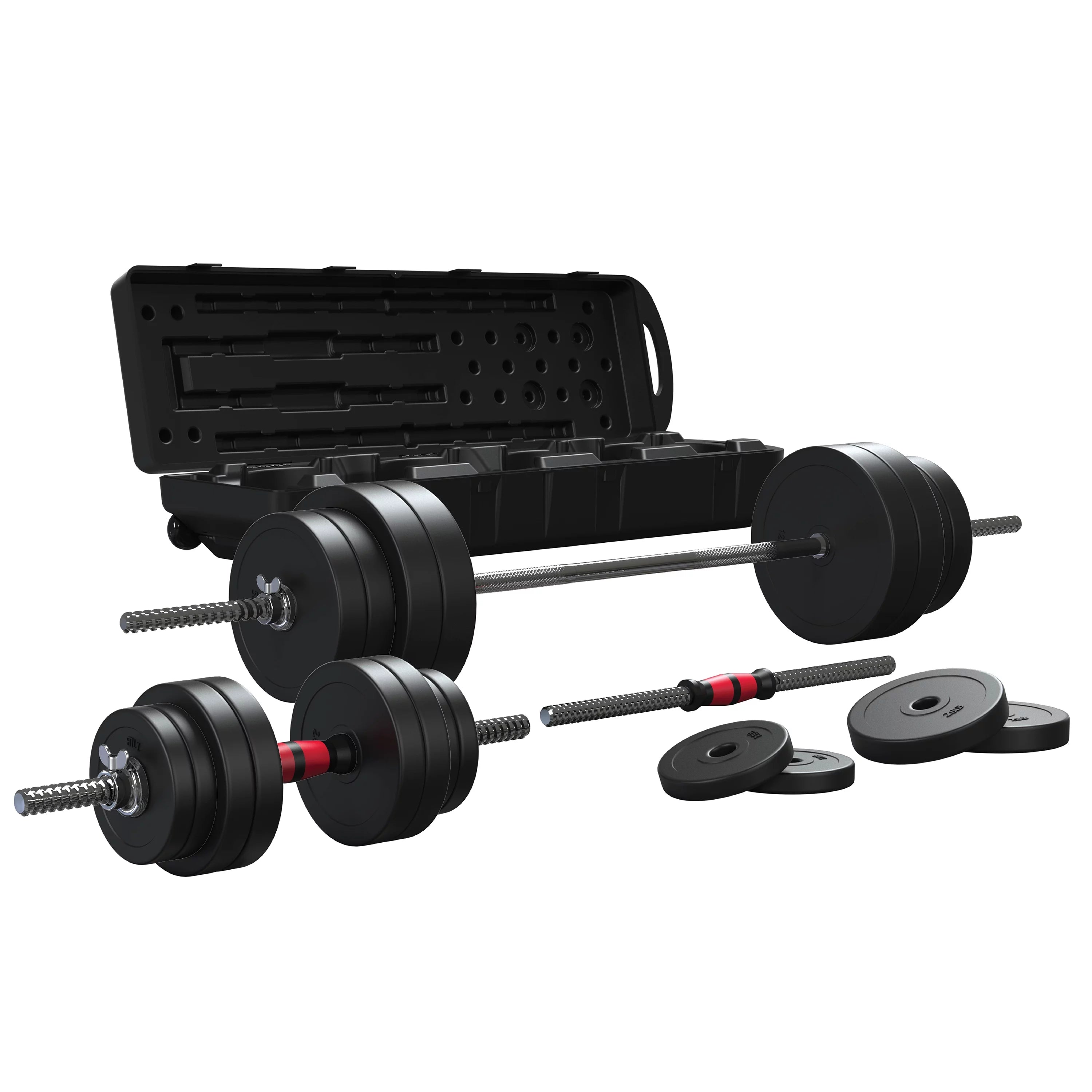 FitRx SmartBell Gym 2-in-1 Barbell & Dumbbell Set, Interchangeable Adjustable Dumbbells and Barbell Weight Set, 100lbs., Black