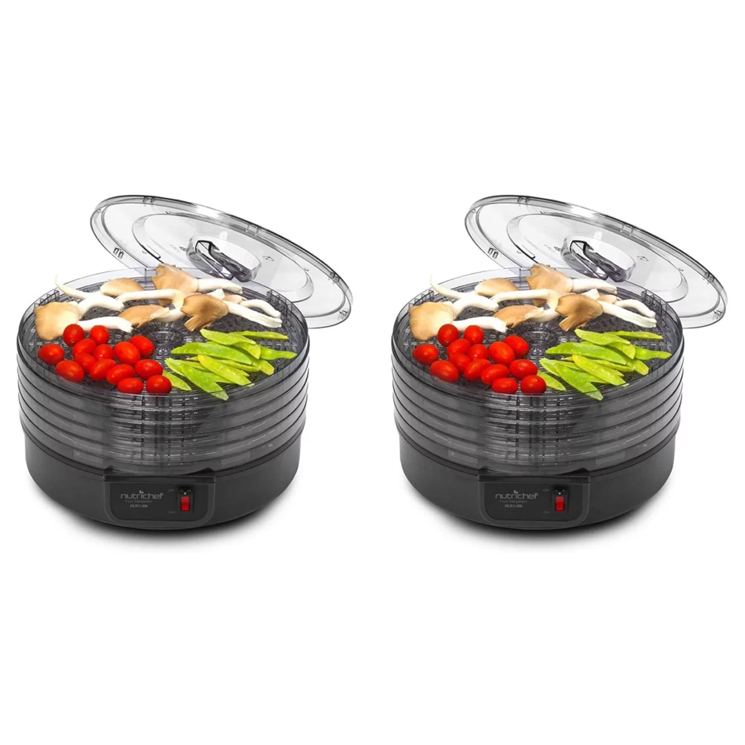 NutriChef PKFD14BK Kitchen Countertop 5 Tray Food Dehydrator Machine (2 Pack)