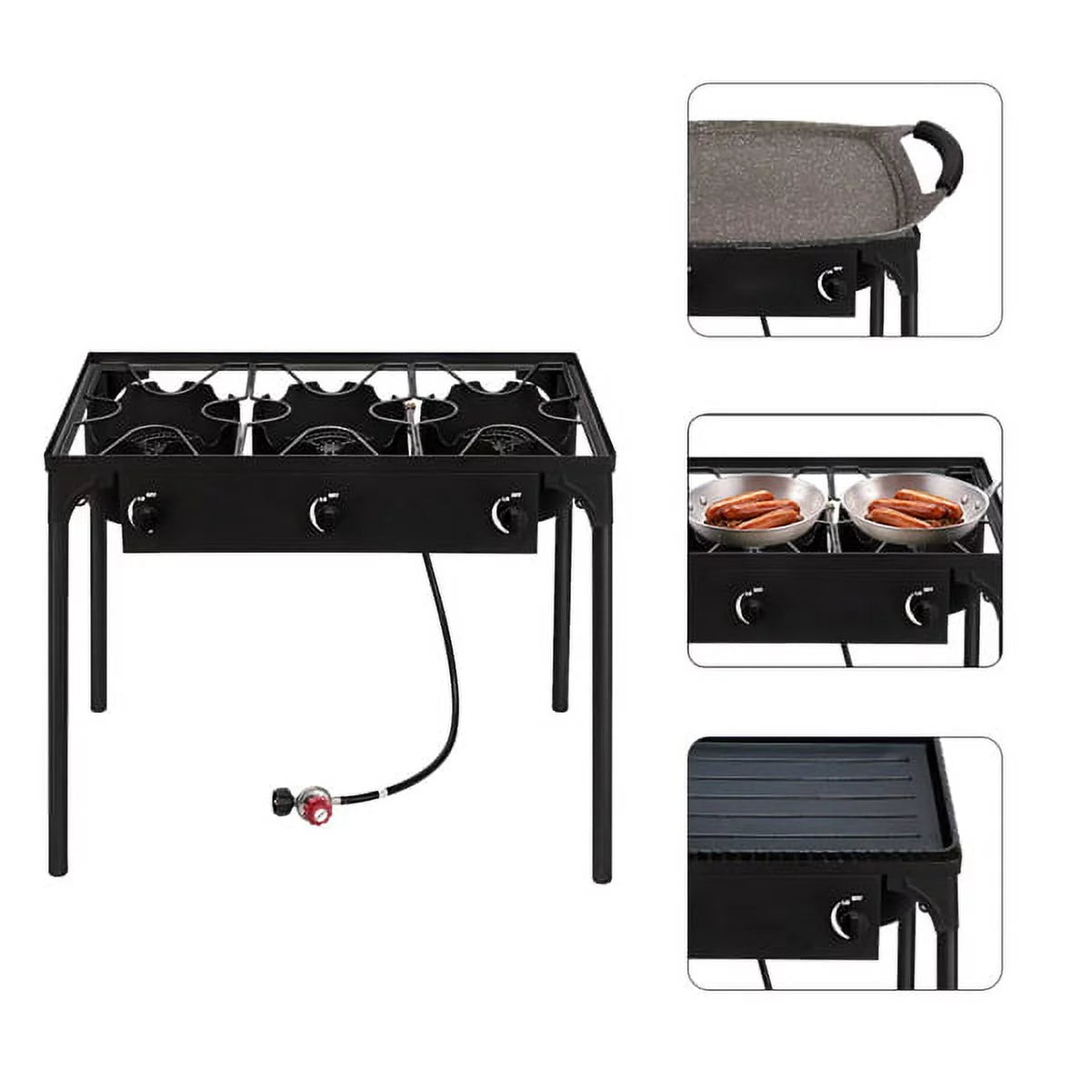 SYTHERS Outdoor 3 Burner Propane Gas Cooker, Portable High Pressure Stand Cooker for Backyard Cooking Camping Home, 225000-BTU