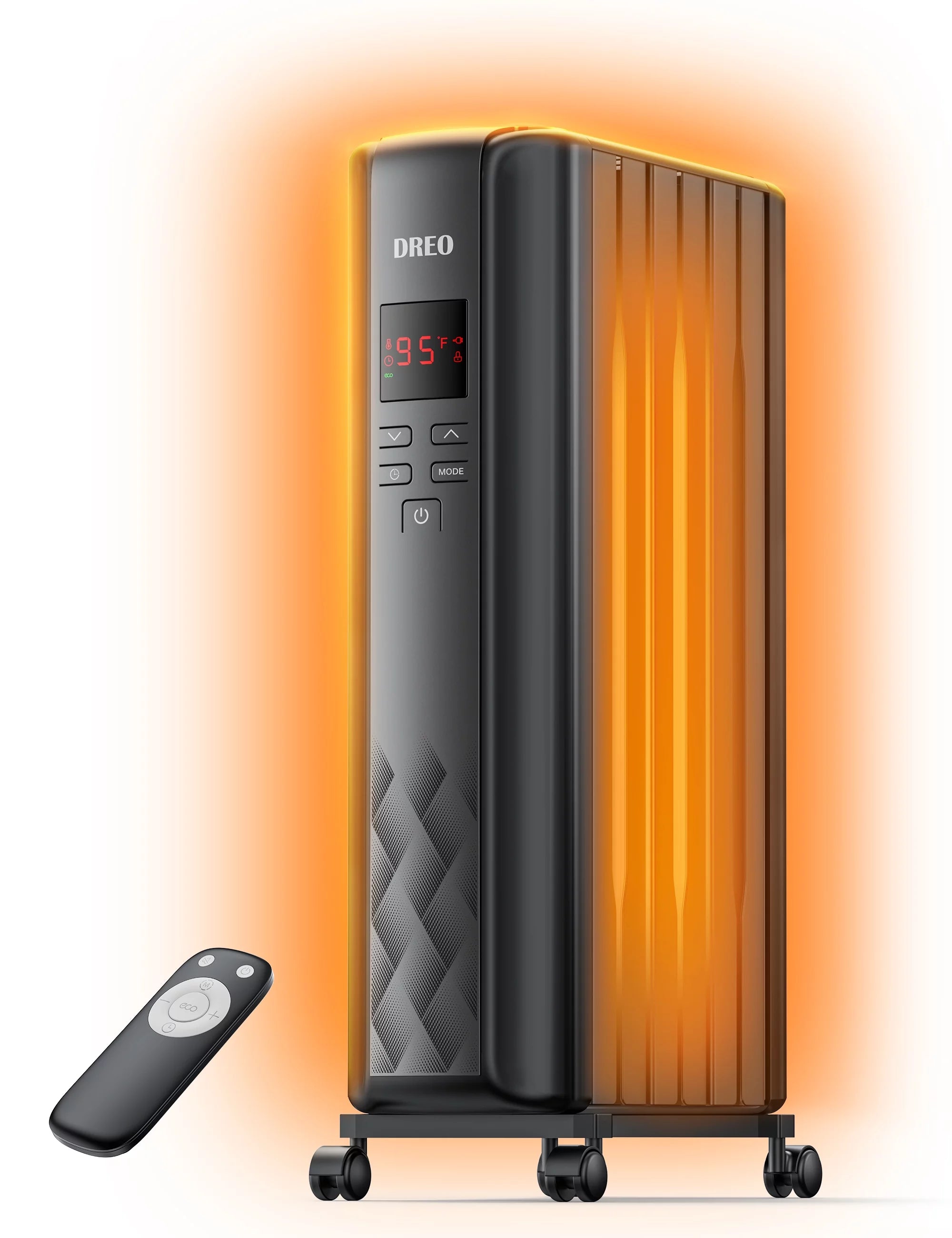 Dreo Radiator Heater, Upgrade 1500W Electric Portable Space Oil Filled Heater with Remote Control, 4 Modes, Overheat & Tip-Over Protection, 24h Timer, Digital Thermostat, Quiet, Indoor