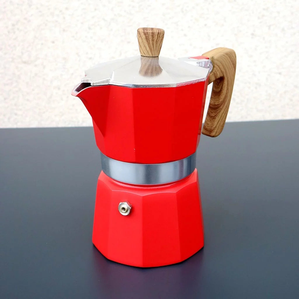 Aluminum Espresso Maker Stovetop Espresso Maker Makes Delicious Coffee - Red 300ml