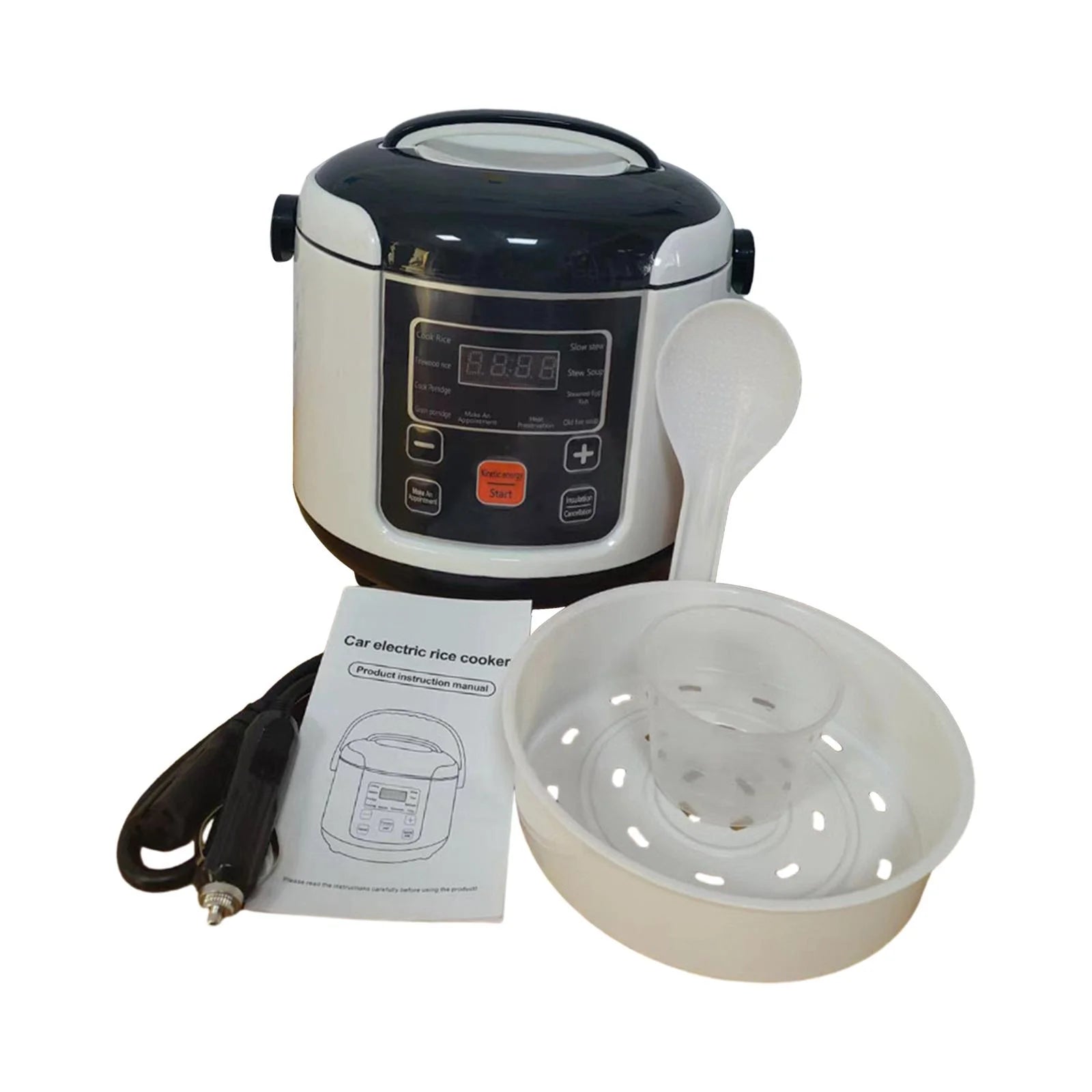 Esquirla Travel Rice Cooker Electric Rice Cooker Quick Cooking Portable Travel Soup Pot Multi Use 2L Food Container Rice Cooker for Car 12V for Cars