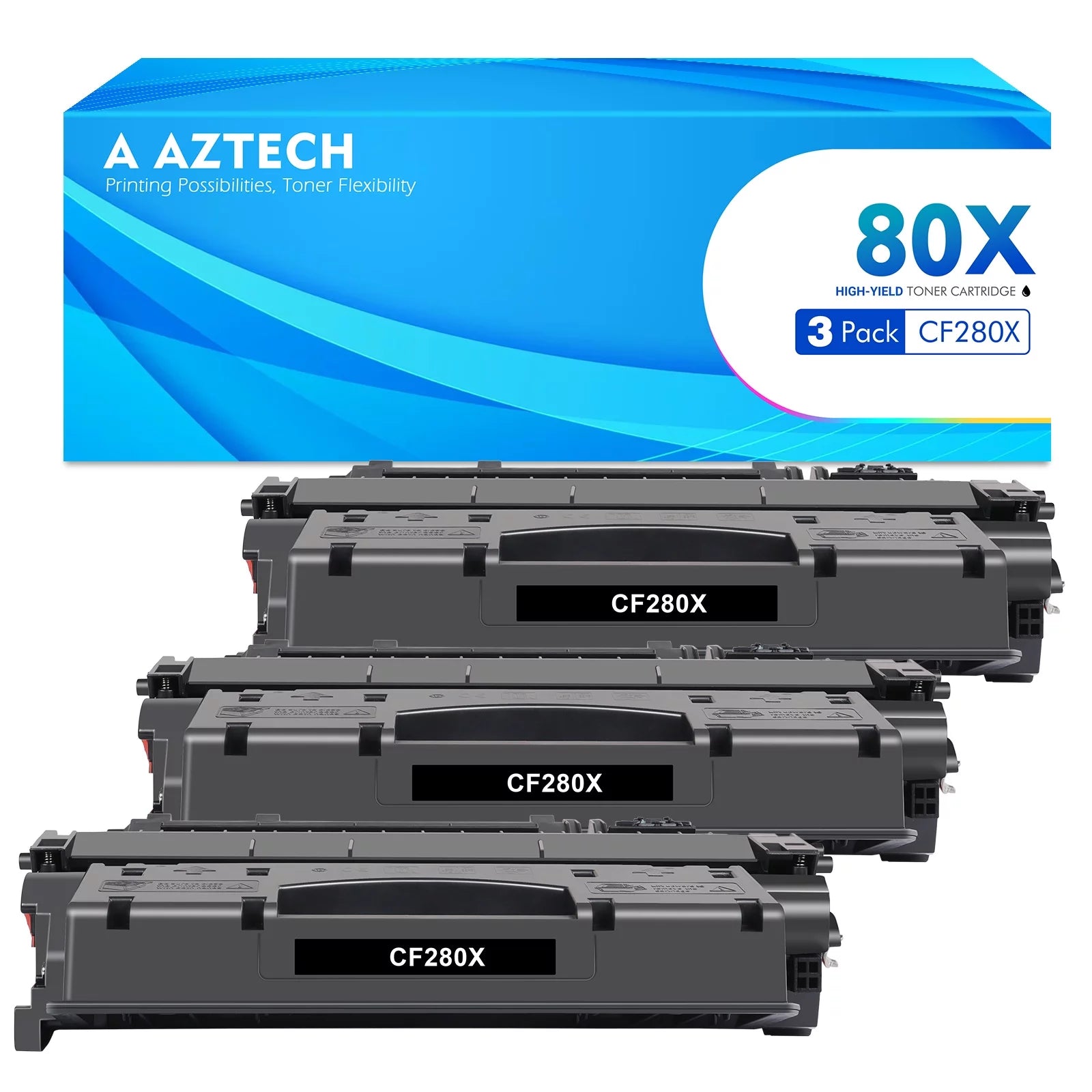 80X Toner Cartridge Compatible for HP 80X CF280X 80A CF280A Pro 400 M401DNE M401A M401D M401N 401DNE MFP M425DN Printer Ink (CF280XD | Black, 3-Packs)