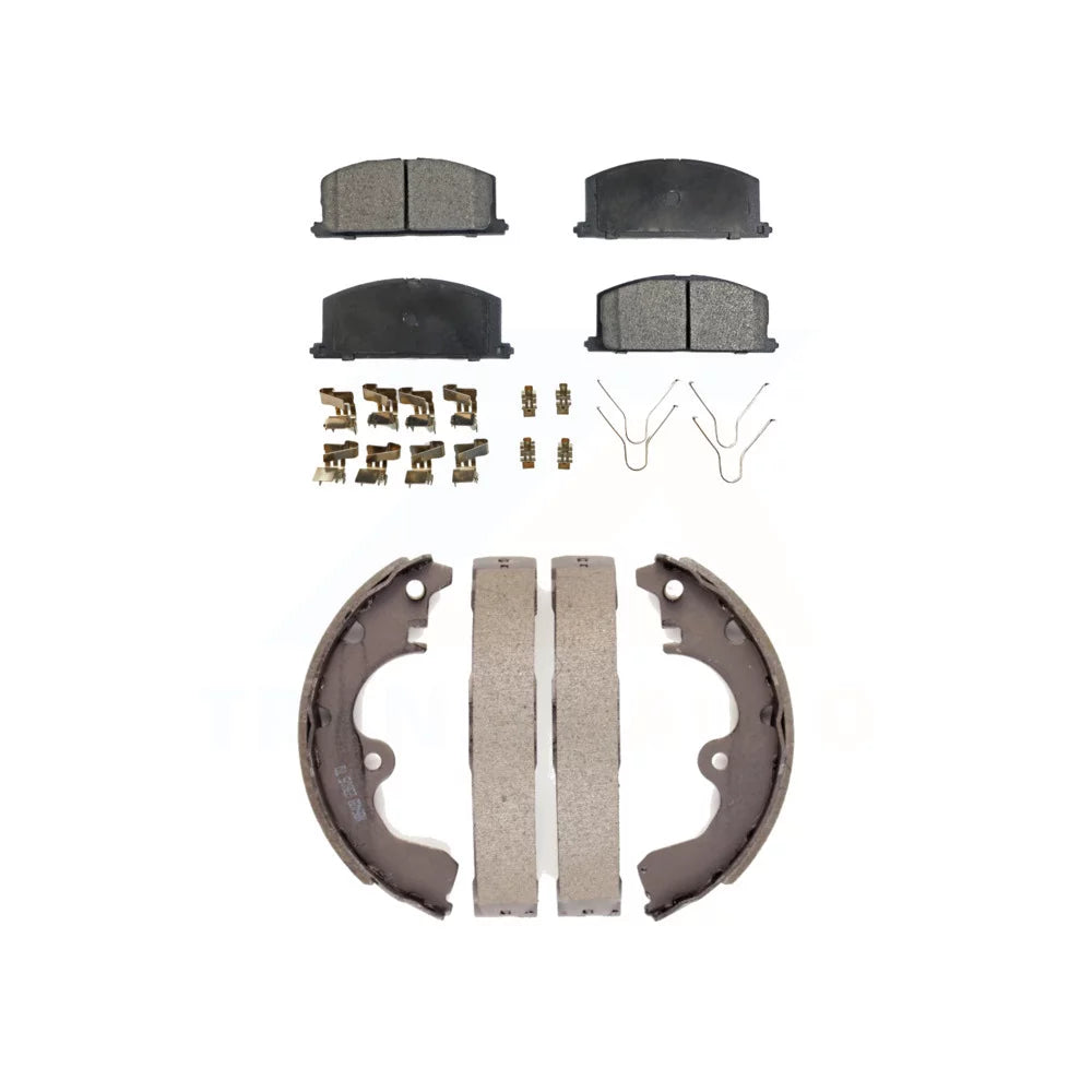 Transit Auto - Front Rear Ceramic Brake Pads And Drum Shoes Kit For Toyota Tercel Paseo KTN-100049