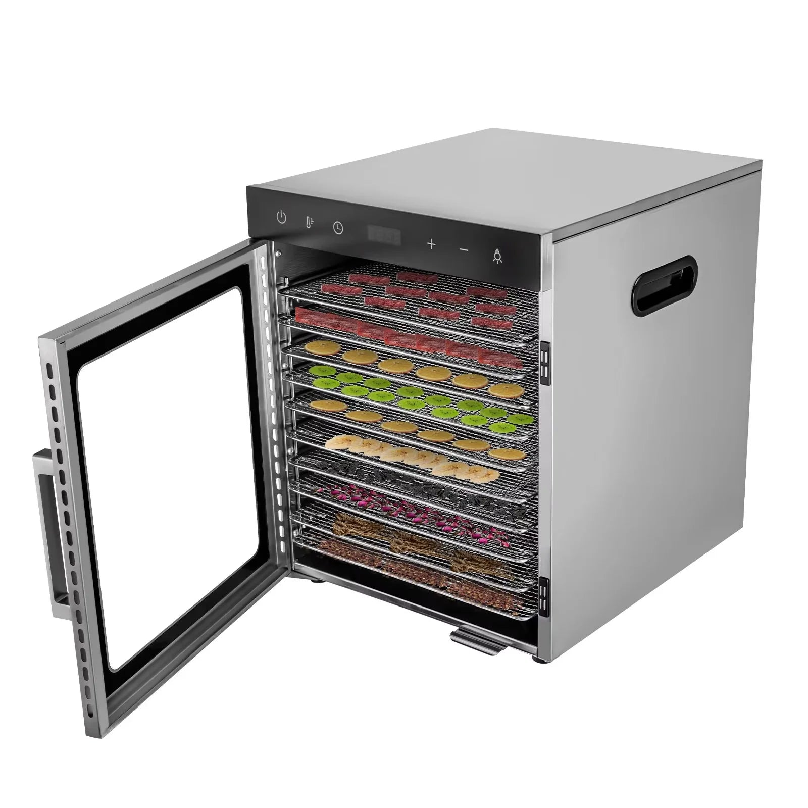 TFCFL Commercial Food Dehydrator 10-Tray Stainless Steel Fruit Meat Jerky Dryer&Timer