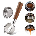 Lixada 58mm Wooden Coffee Handle 2 Ears Stainless Steel Bottomless Naked Portafilter Cup Filter Basket for GAGGIA ESPRESSO BABY NEW BABY