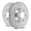 Power Stop Front Pair of Drilled and Slotted Brake Rotors JBR1748XPR Fits 2017 Honda Civic