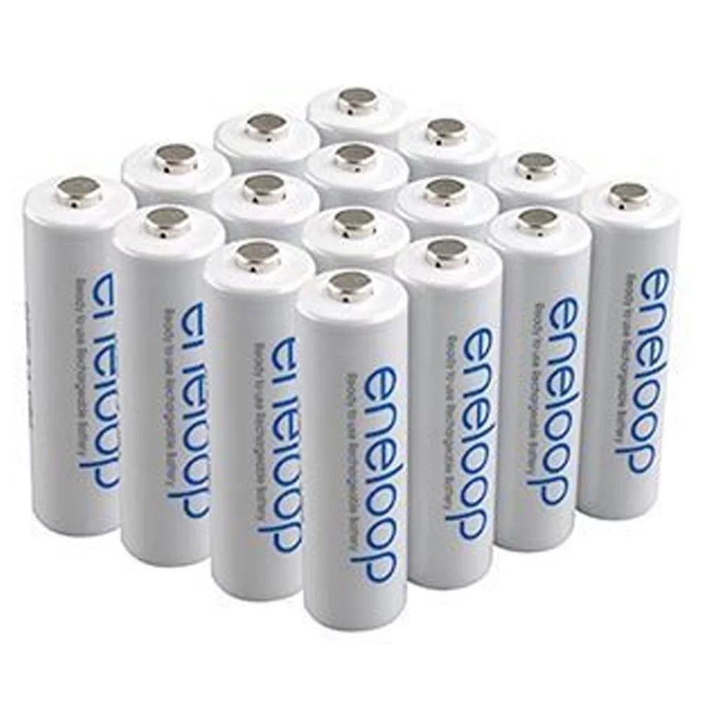 New HR-3UTGB Sanyo Eneloop 16 Pack AA NiMH Pre-Charged Rechargeable Batteries 1800 Cycles - FREE BATTERY HOLDER-