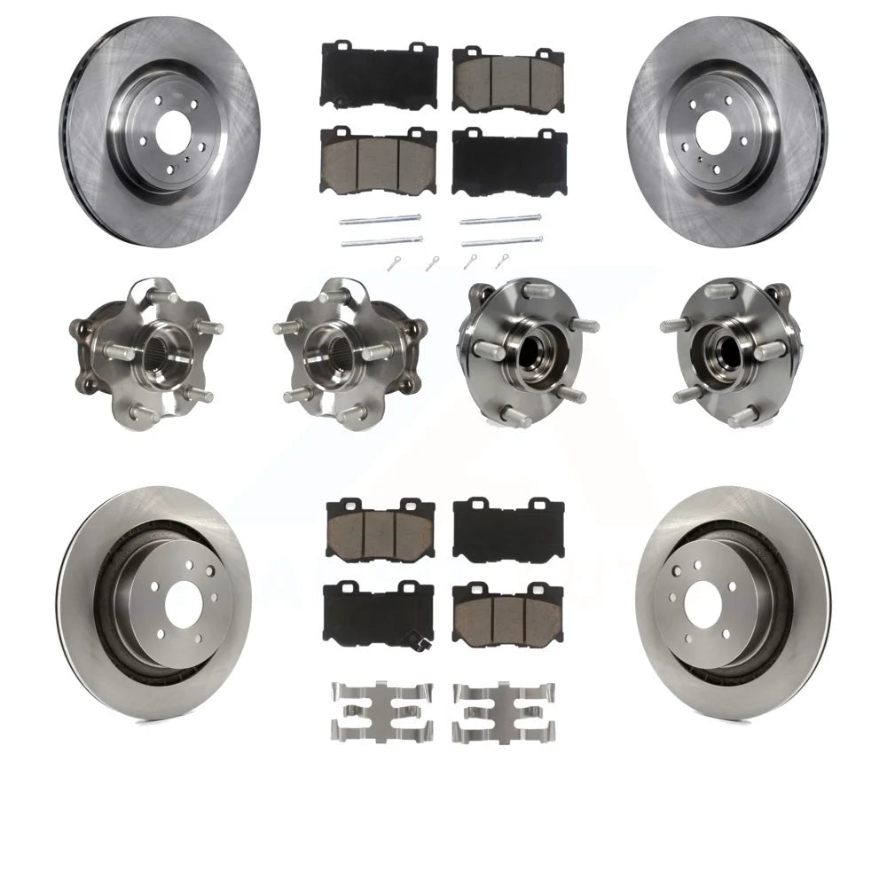 Transit Auto - Front Rear Hub Bearings Assembly Disc Brake Rotors And Ceramic Pads Kit (10Pc) For INFINITI G37 Nissan 370Z Q60 KBB-119344