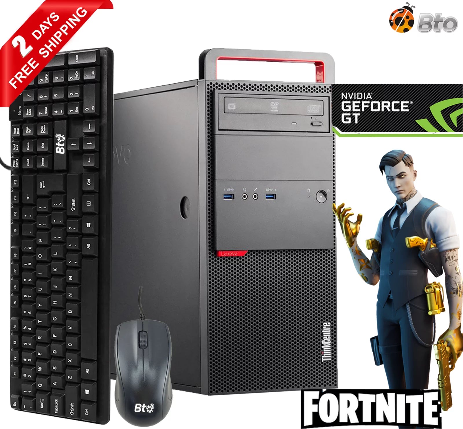 Lenovo M900 Gaming Computer Tower, Intel Core i5-6400 upto 3.3GHz Processor, 8GB DDR4 Ram, 256GB M.2 SSD, 1TB HDD, NVIDIA GT 730 4GB, Keyboard and Mouse, Wi-Fi Windows 10 Desktop PC (Refurbished)