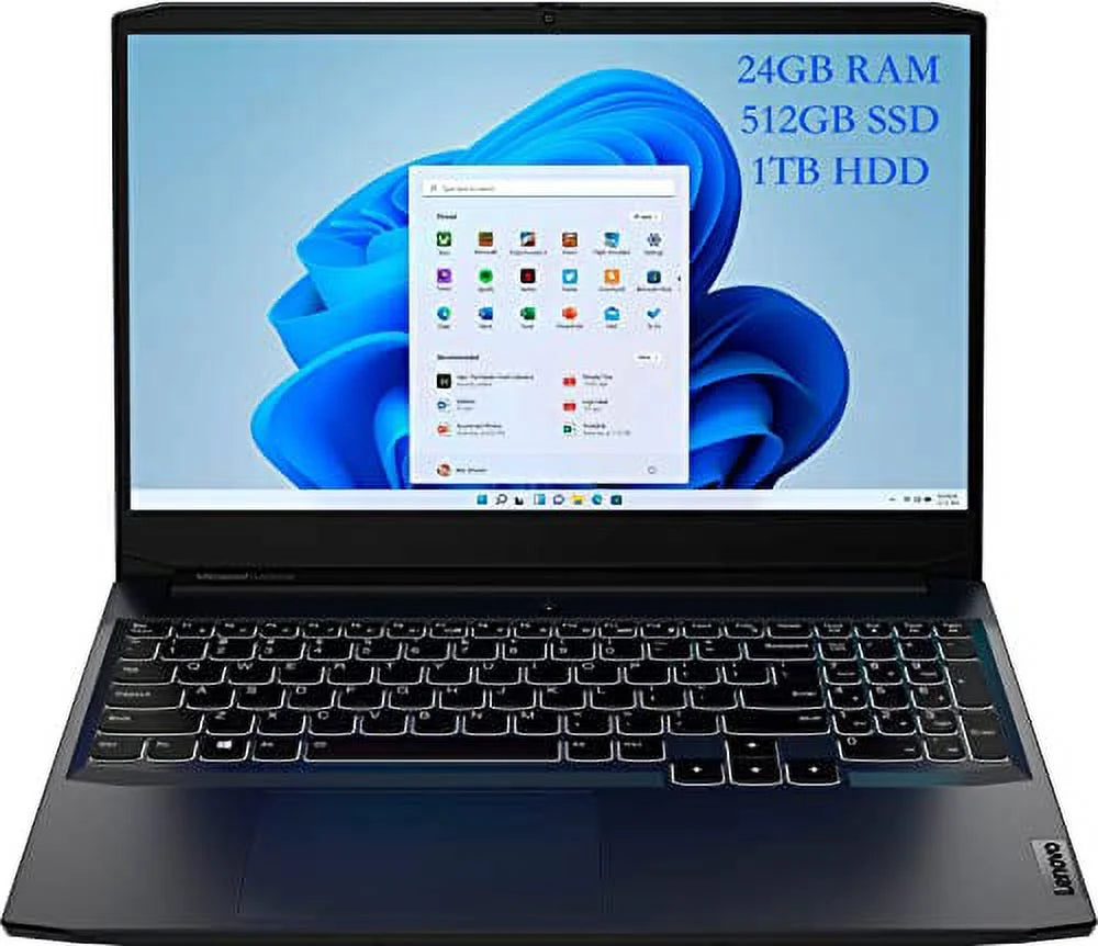 Lenovo IdeaPad 3i Gaming Laptop | 15.6 FHD 120Hz Display | NVIDIA GTX1650 4GB DDR6 | Intel i5-11300H 4 Cores | 24GB RAM 512GB SSD 1TB HDD | WIFI6 | USB-C | HDMI | RJ45 | Backlit KB | Windows 10 Pro