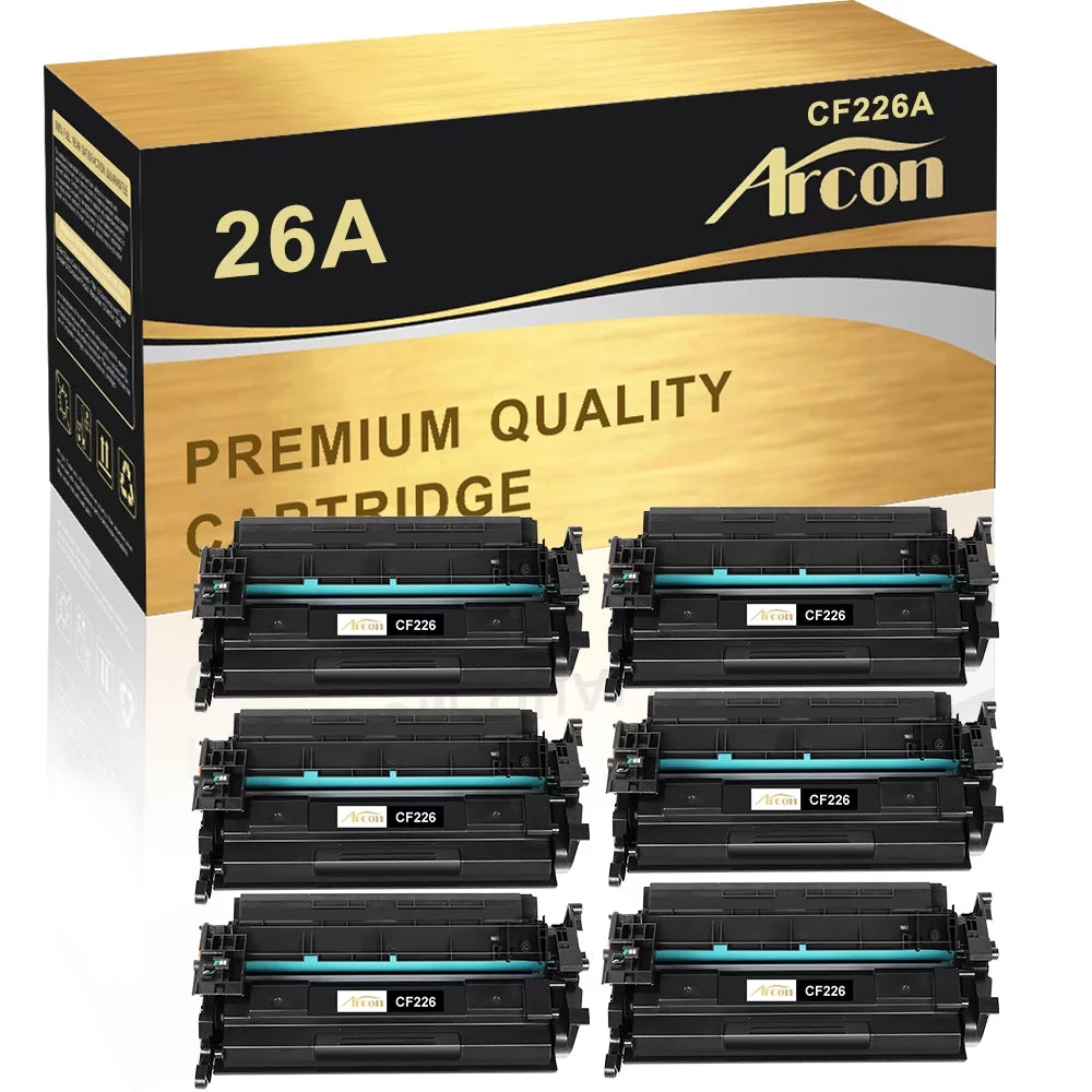Arcon 6-Pack Compatible Toner for HP 26A CF226A 26X CF226X works with LaserJet Pro M402dn M402n M402d M402dw MFP M426dw M426fdw M426fdn Printers (Black)